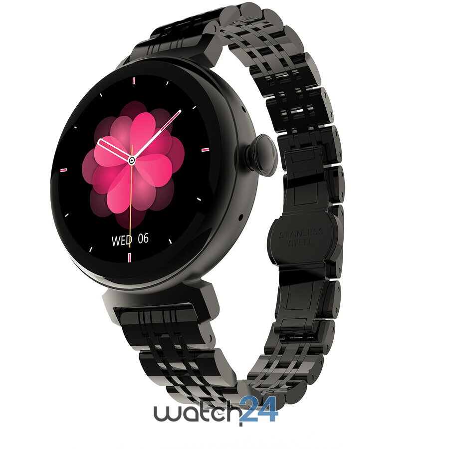 SmartWatch Aura cu Apel Bluetooth, 1.04 inch (340*340), Rezistenta la apa IP68, BPM, SPO2, Ciclu menstrual, Moduri sport, Vreme, Monitorizare somn, Negru