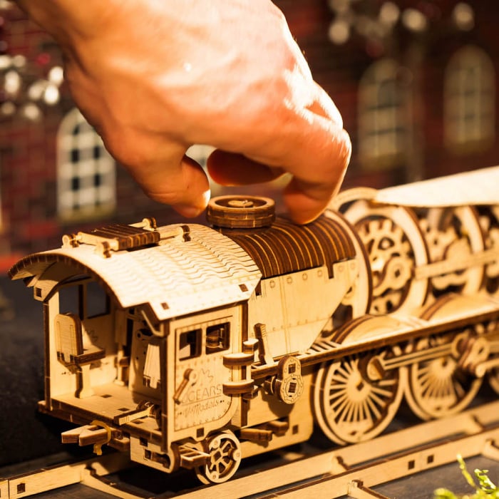 Puzzle 3D Tren V- Express cu abur din lemn Ugears