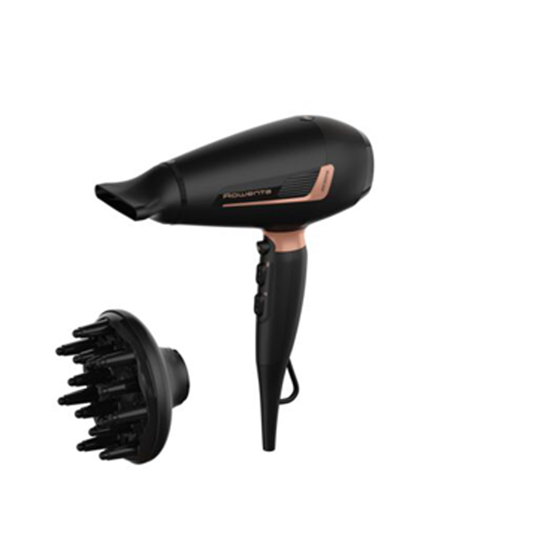 Uscător de păr Rowenta Pro Expert CV8830F0 2200W tehnologie Ionic Booster 3 setari de temperatura jet de aer rece difuzor inel de agatare neg