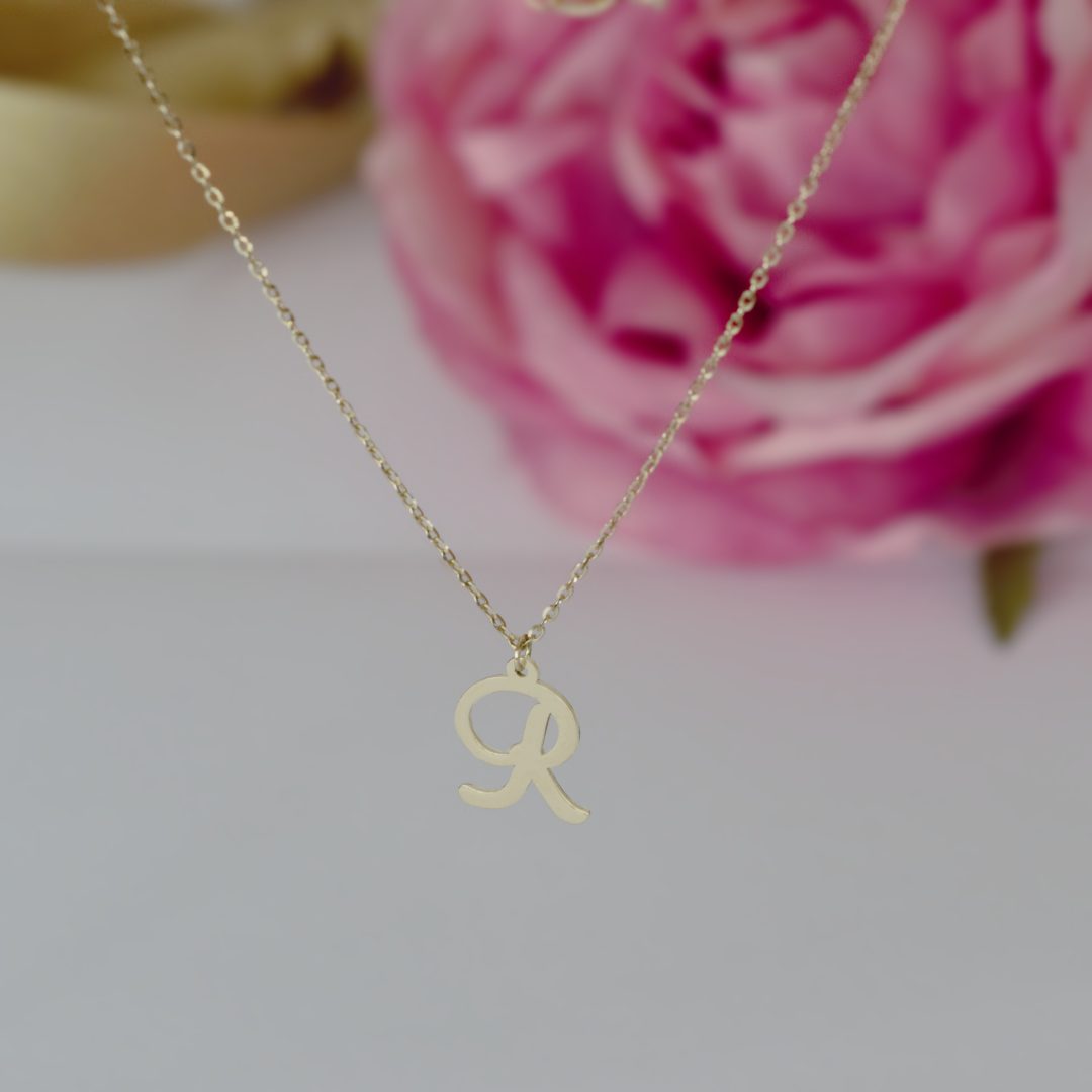 Lantisor personalizat cu litera sau cifra aur galben, alb sau roze 14K Rubinul - Image 2