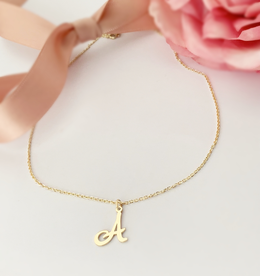 Lantisor personalizat cu litera sau cifra aur galben, alb sau roze 14K Rubinul - Image 3