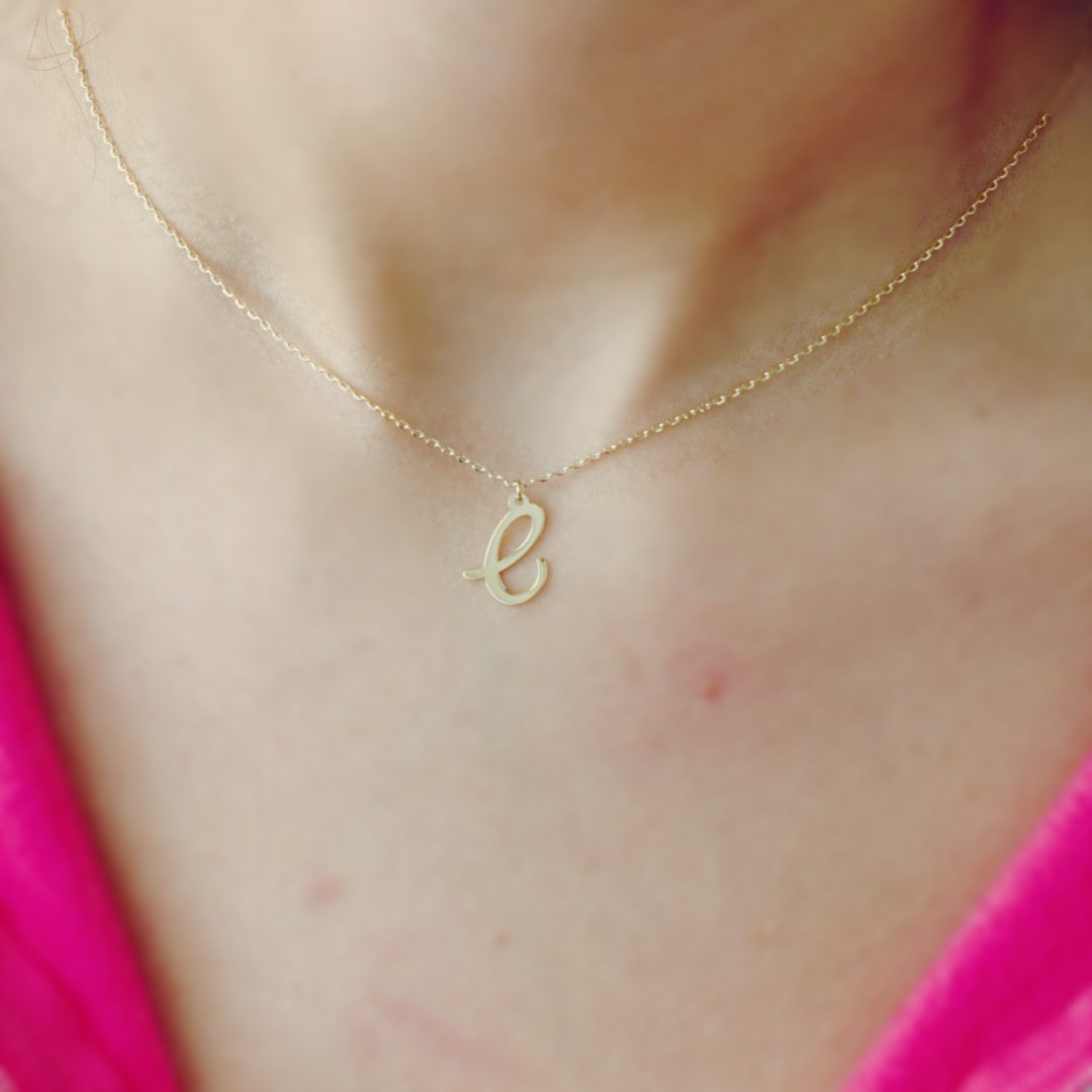 Lantisor personalizat cu litera sau cifra aur galben, alb sau roze 14K Rubinul - Image 4