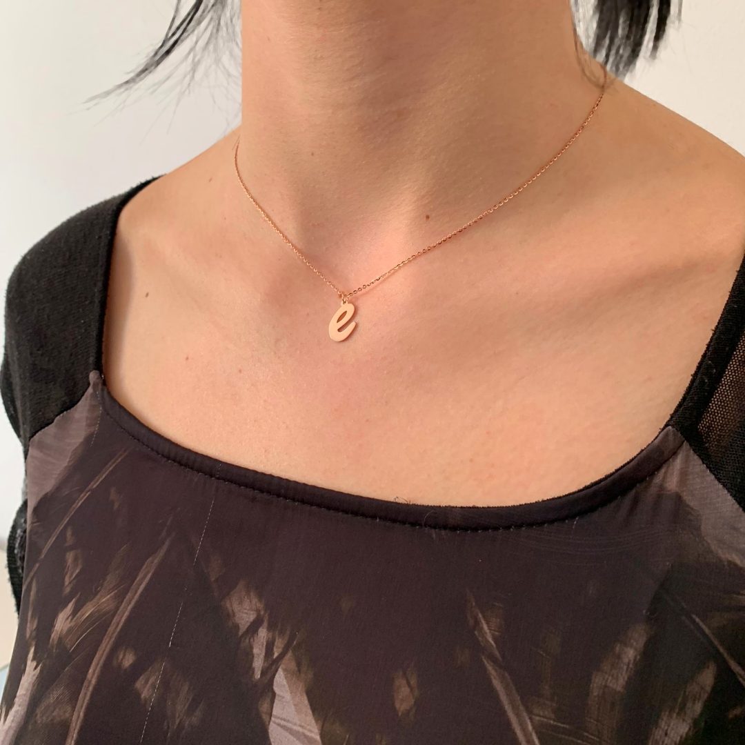Lantisor personalizat cu litera sau cifra aur galben, alb sau roze 14K Rubinul - Image 6