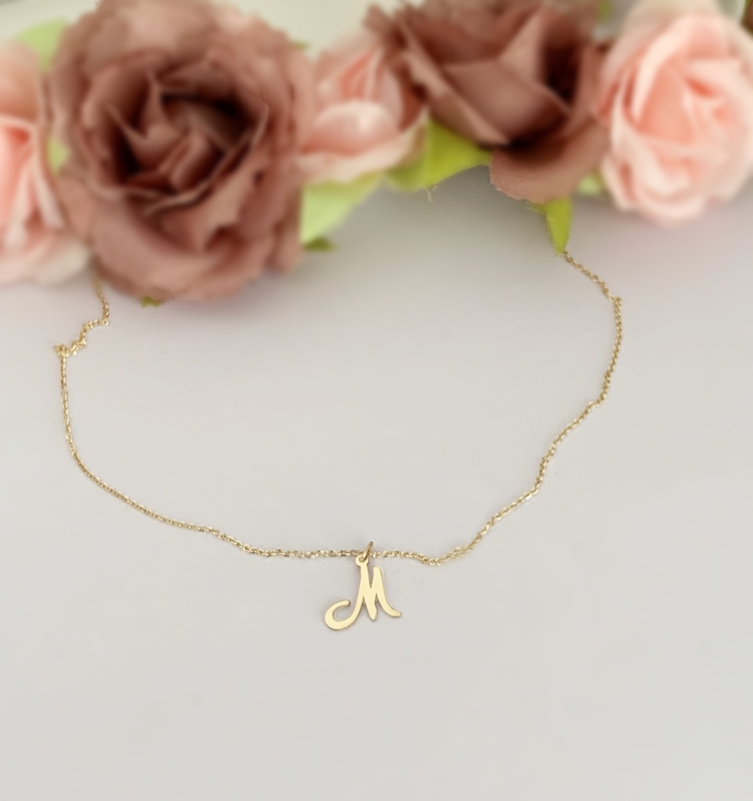 Lantisor personalizat cu litera sau cifra aur galben, alb sau roze 14K Rubinul - Image 7