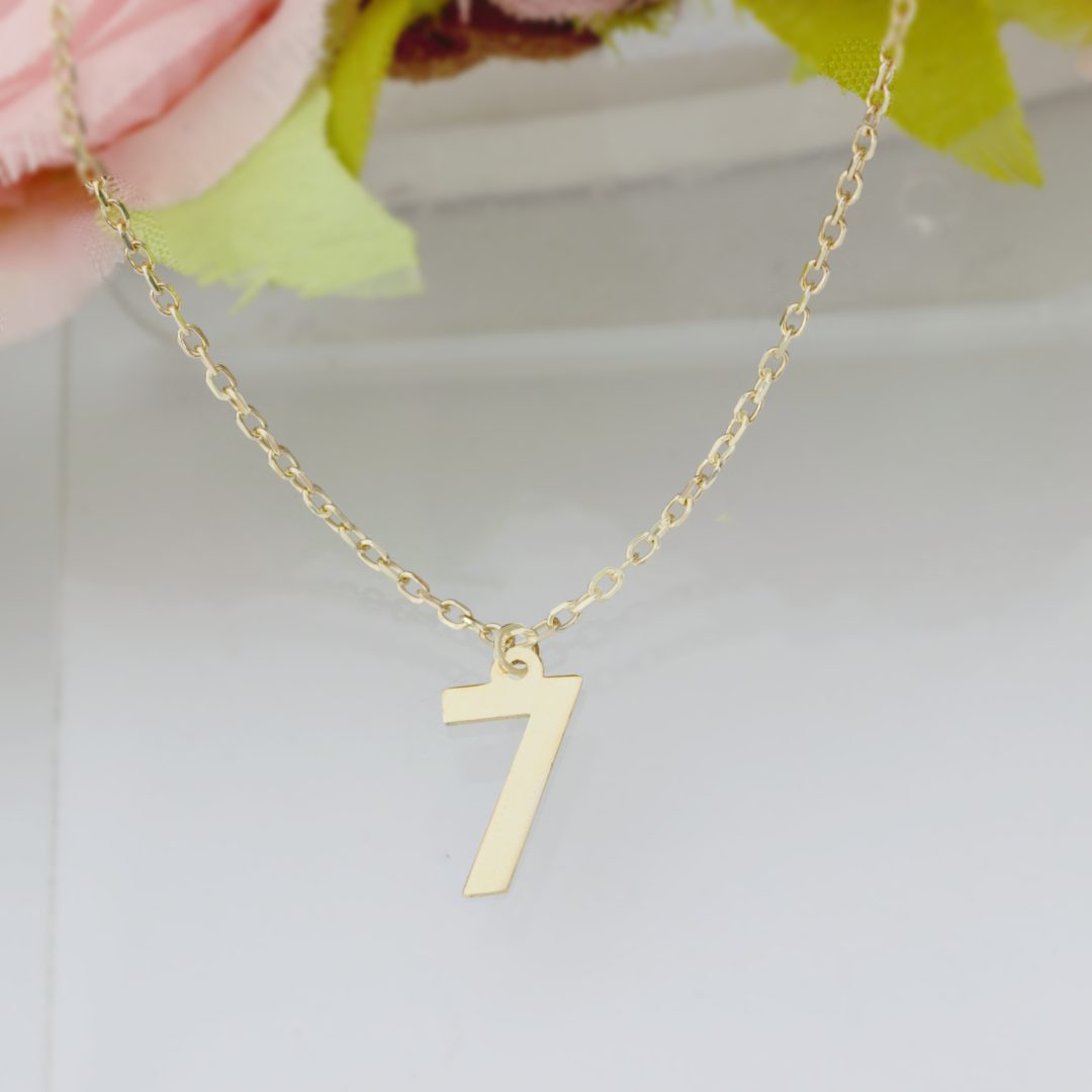 Lantisor personalizat cu litera sau cifra aur galben, alb sau roze 14K Rubinul - Image 8