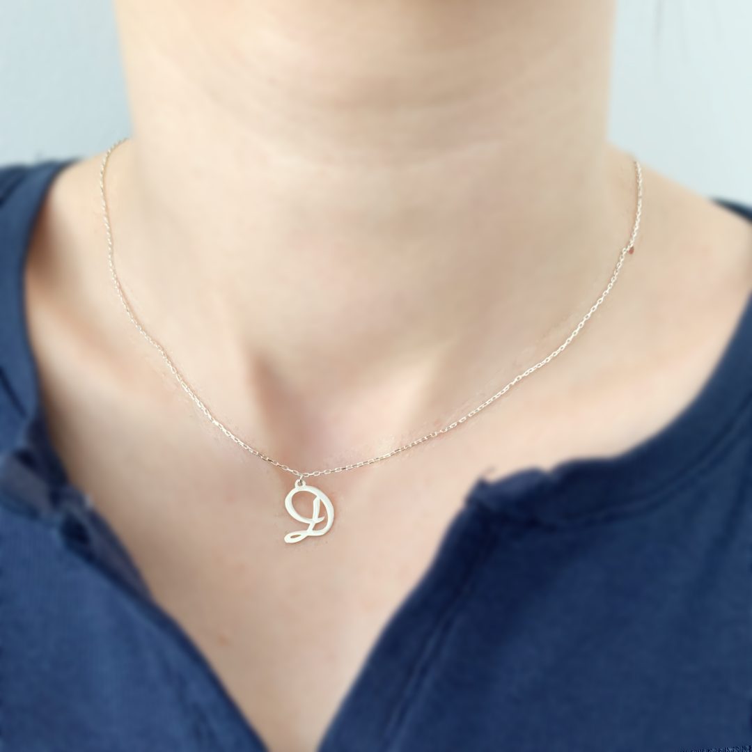 Lantisor personalizat cu litera sau cifra aur galben, alb sau roze 14K Rubinul - Image 9