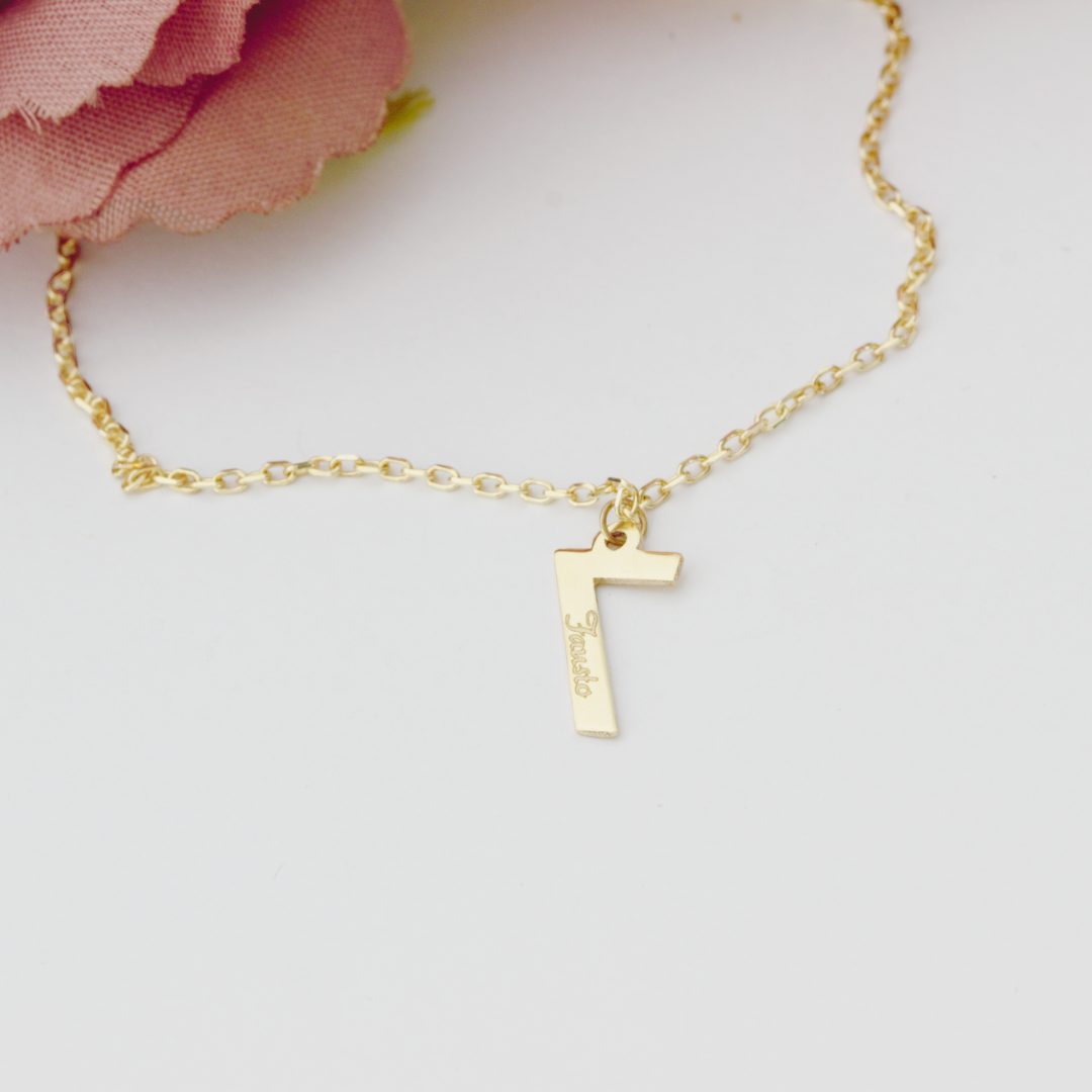 Lantisor personalizat cu litera sau cifra aur galben, alb sau roze 14K Rubinul - Image 10