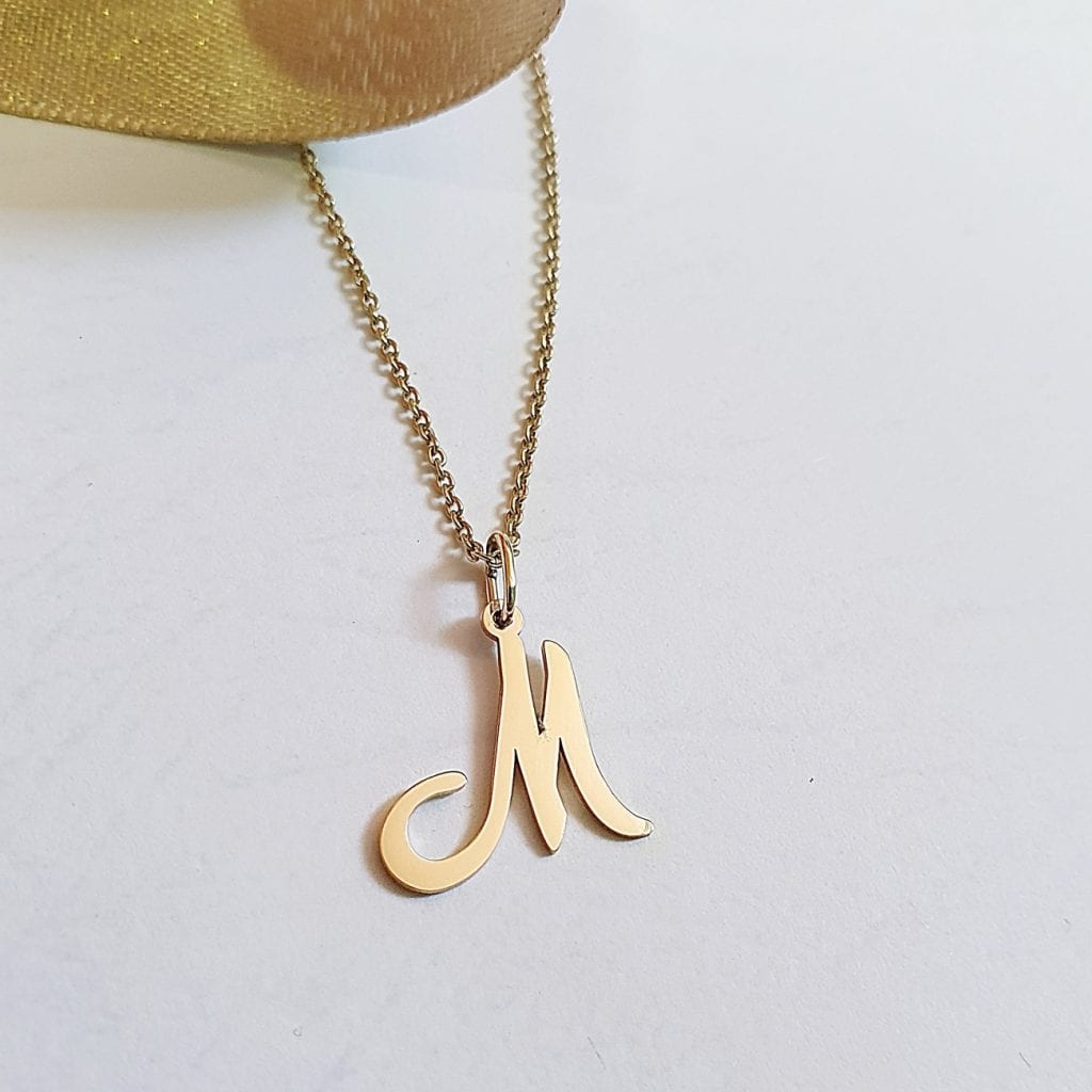 Lantisor personalizat cu litera sau cifra aur galben, alb sau roze 14K Rubinul - Image 11