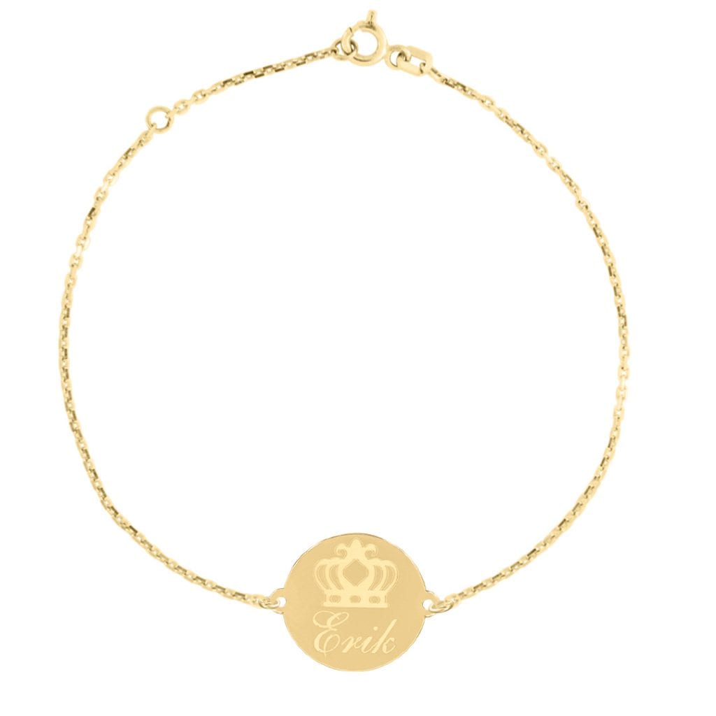 Bratara lant dama cu banut 14 mm personalizat gravura text – aur 14k Rubinul - Image 7