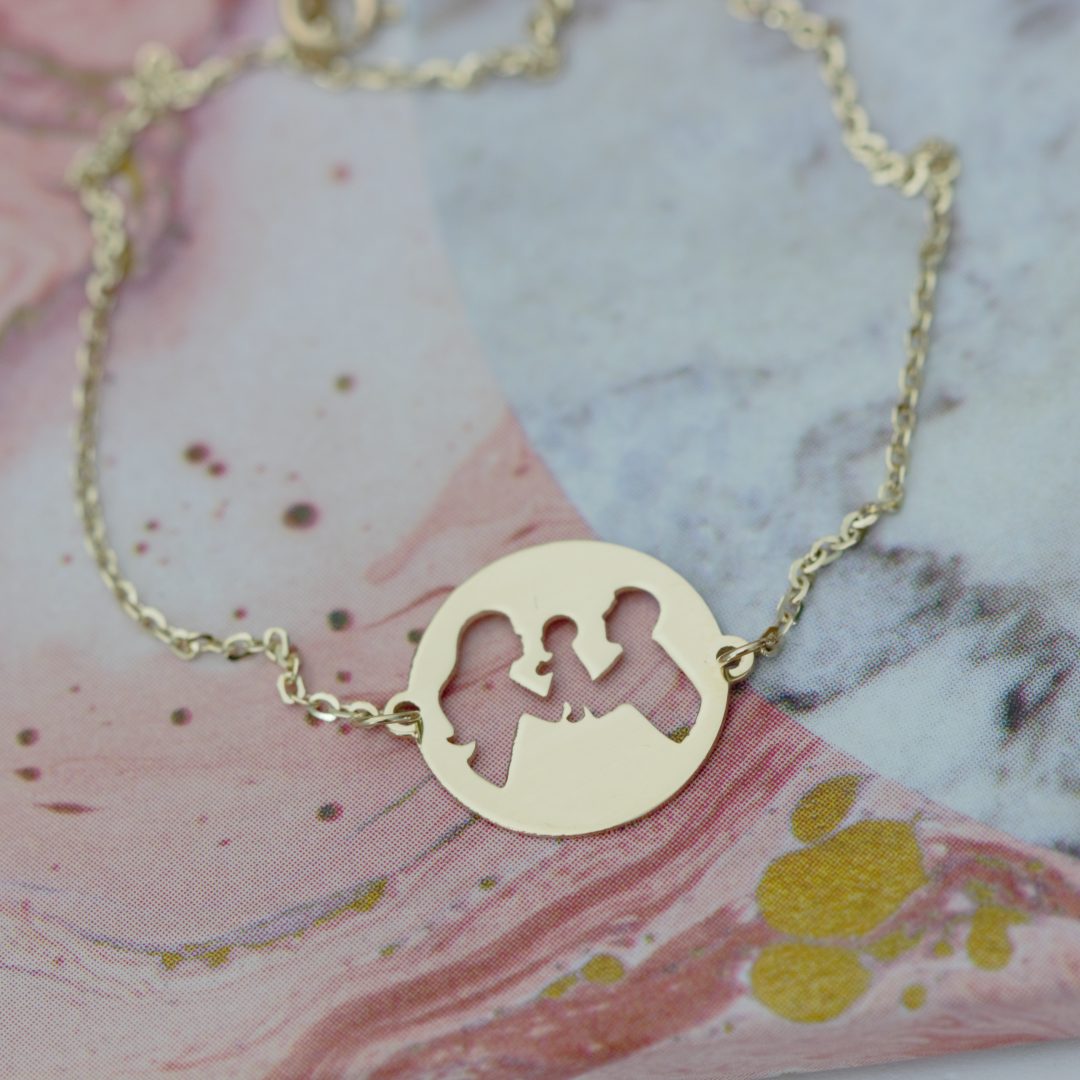 Bratara lant dama familie -mama, tata si bebe – din aur 14K Rubinul - Image 3