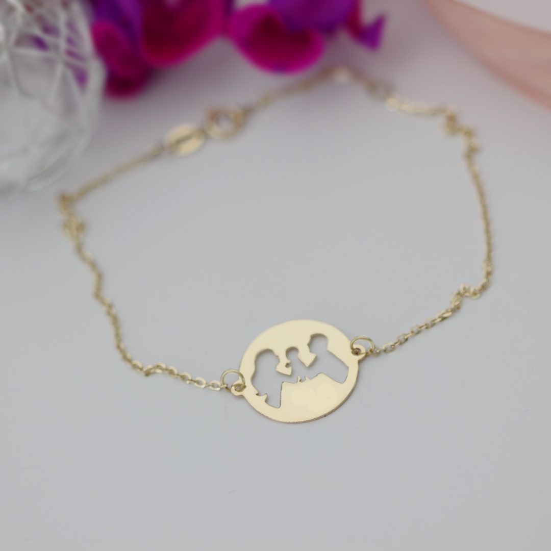 Bratara lant dama familie -mama, tata si bebe – din aur 14K Rubinul - Image 5