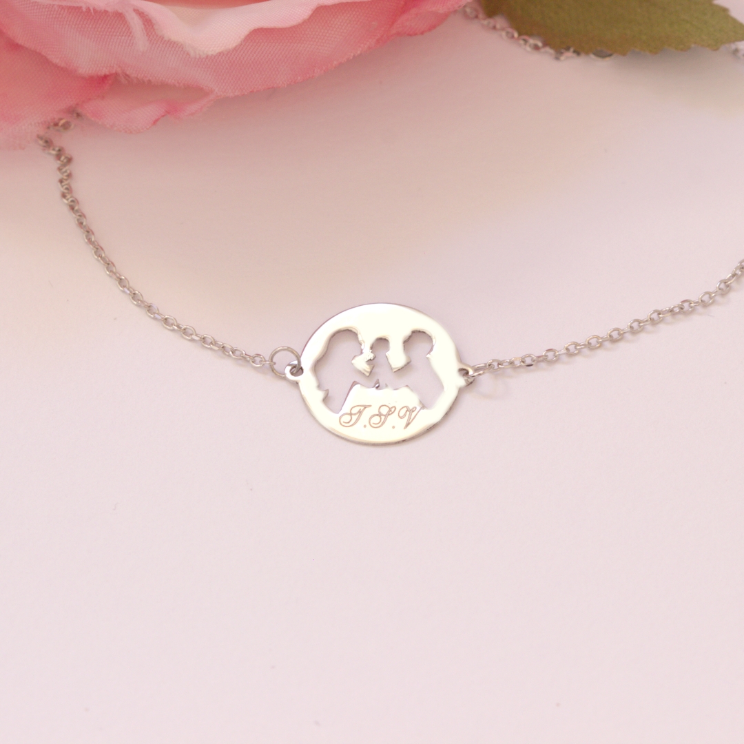 Bratara lant dama familie -mama, tata si bebe – din aur 14K Rubinul - Image 6