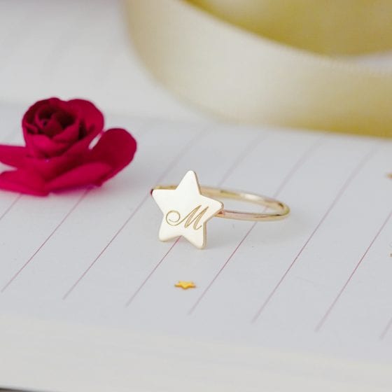 Inel din aur 14K cu model steluta – aur galben, alb sau roze 14K Rubinul