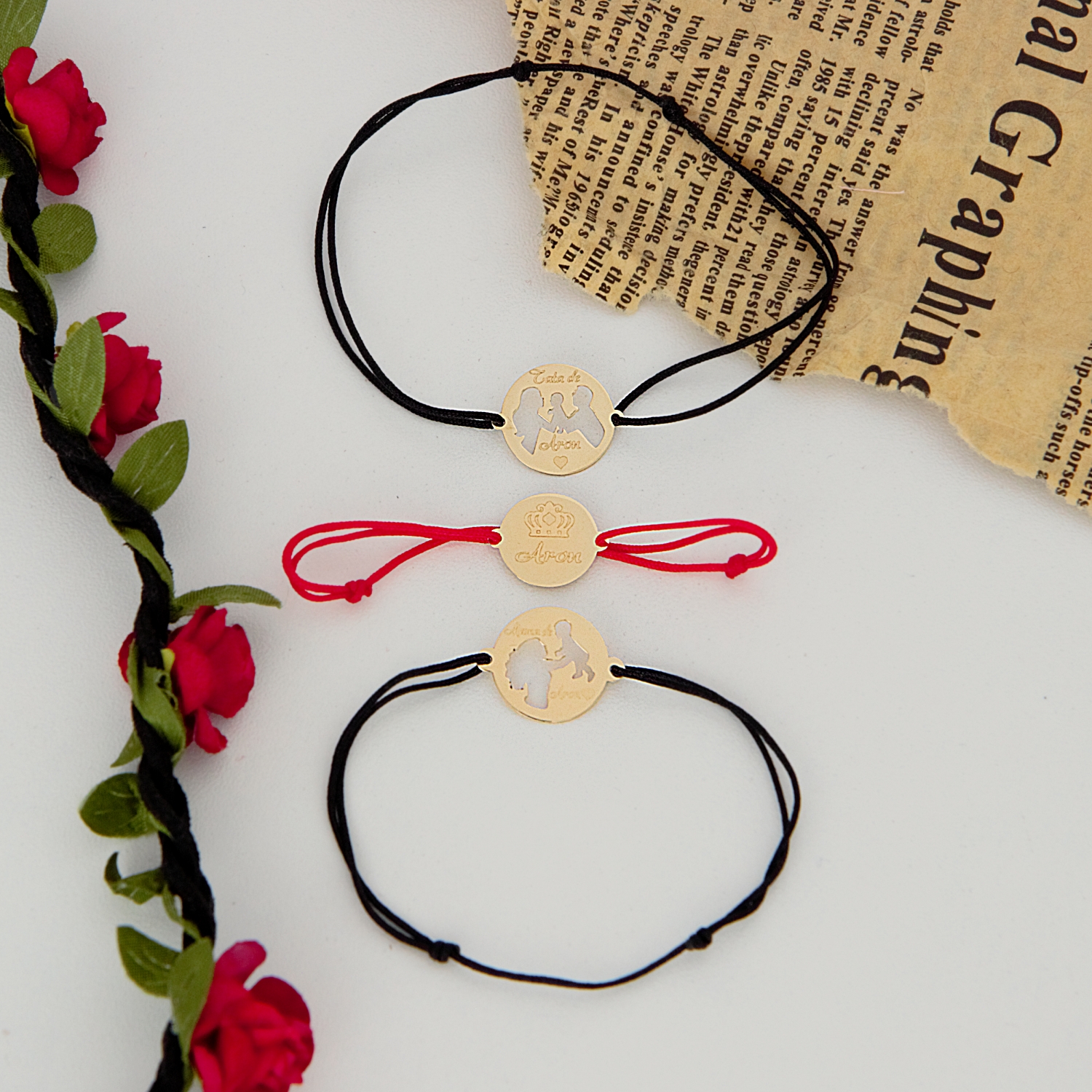 Set bratari familie – pentru mama, tata si bebe – din aur 14K – cu gravura Rubinul - Image 5