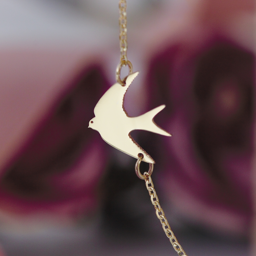 Lantisor cu model randunica – aur galben, alb sau roze 14K Rubinul - Image 2