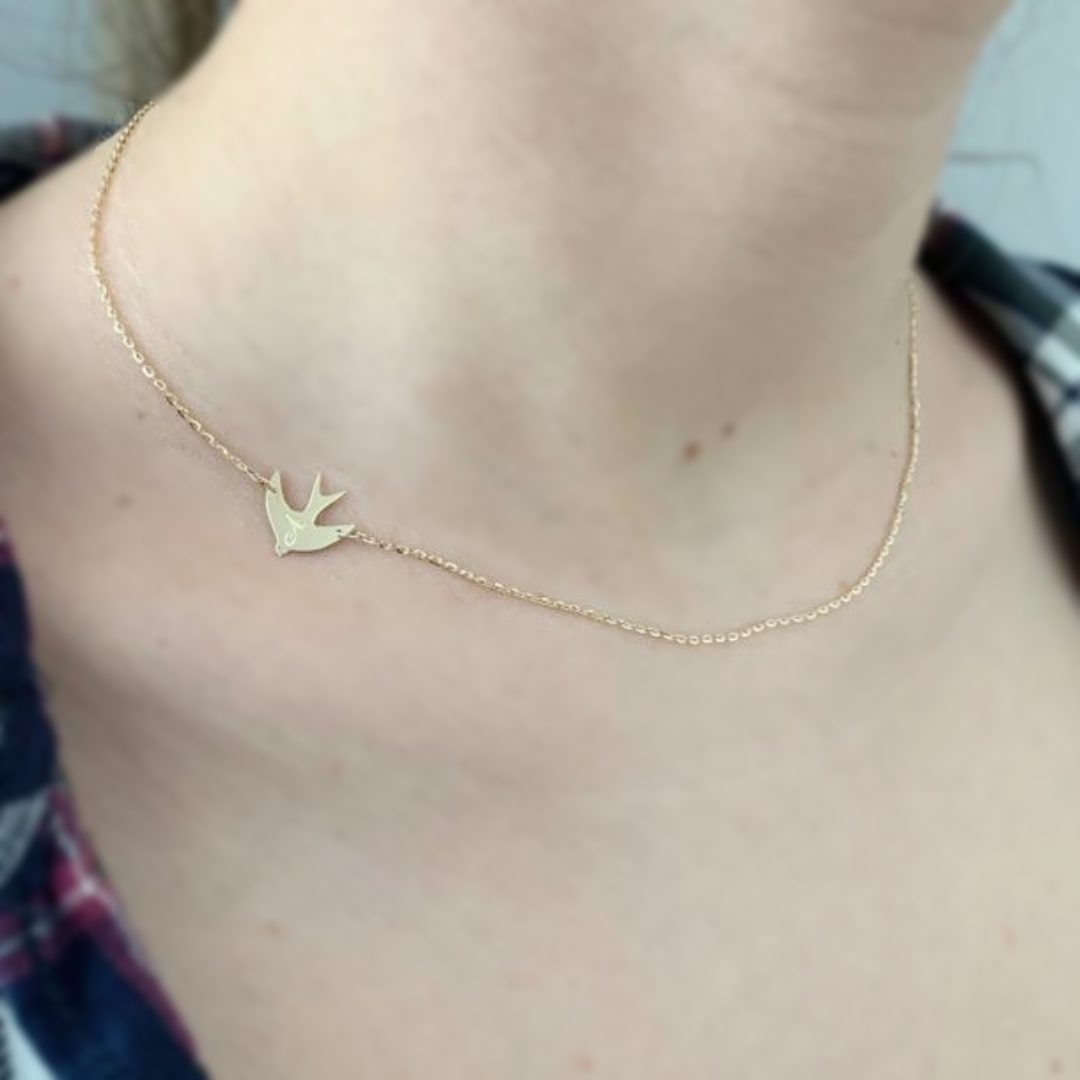 Lantisor cu model randunica – aur galben, alb sau roze 14K Rubinul - Image 3