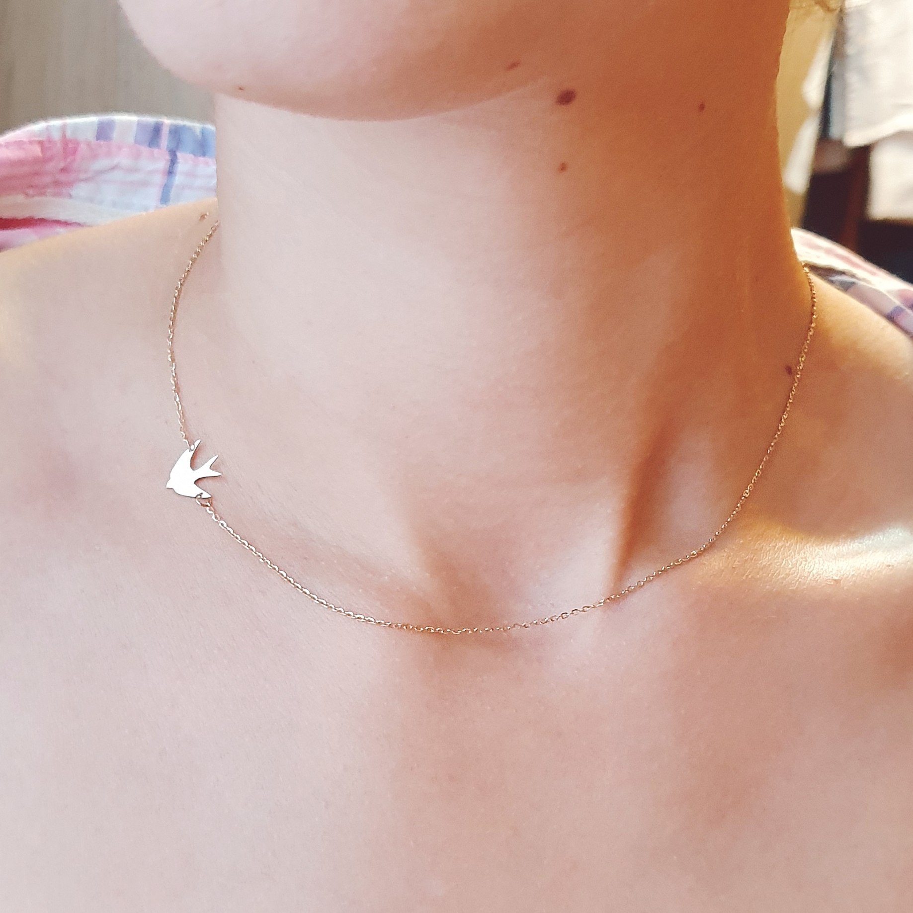 Lantisor cu model randunica – aur galben, alb sau roze 14K Rubinul - Image 7