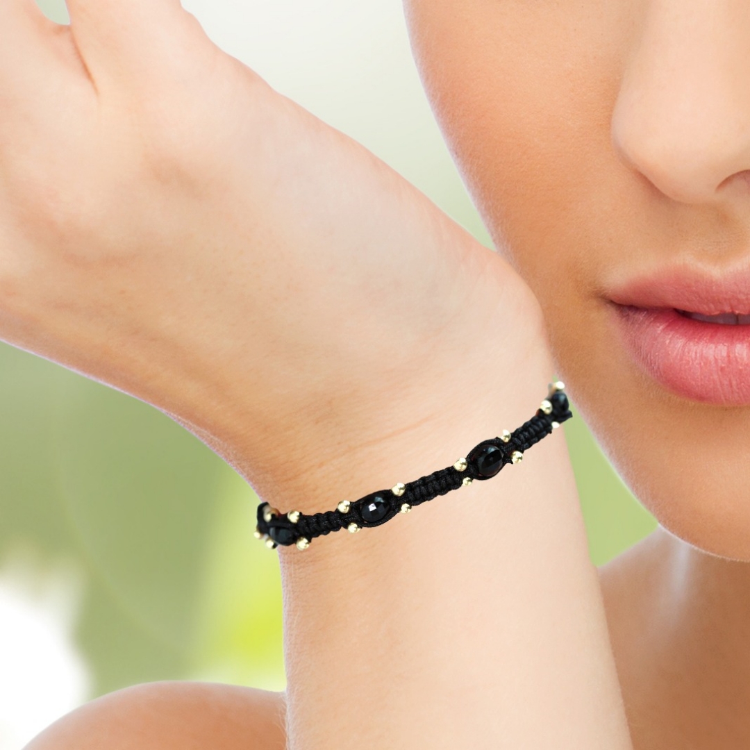 Bratara cu bilute din aur 14k si pietre semipretioase onix – impletita Rubinul - Image 4