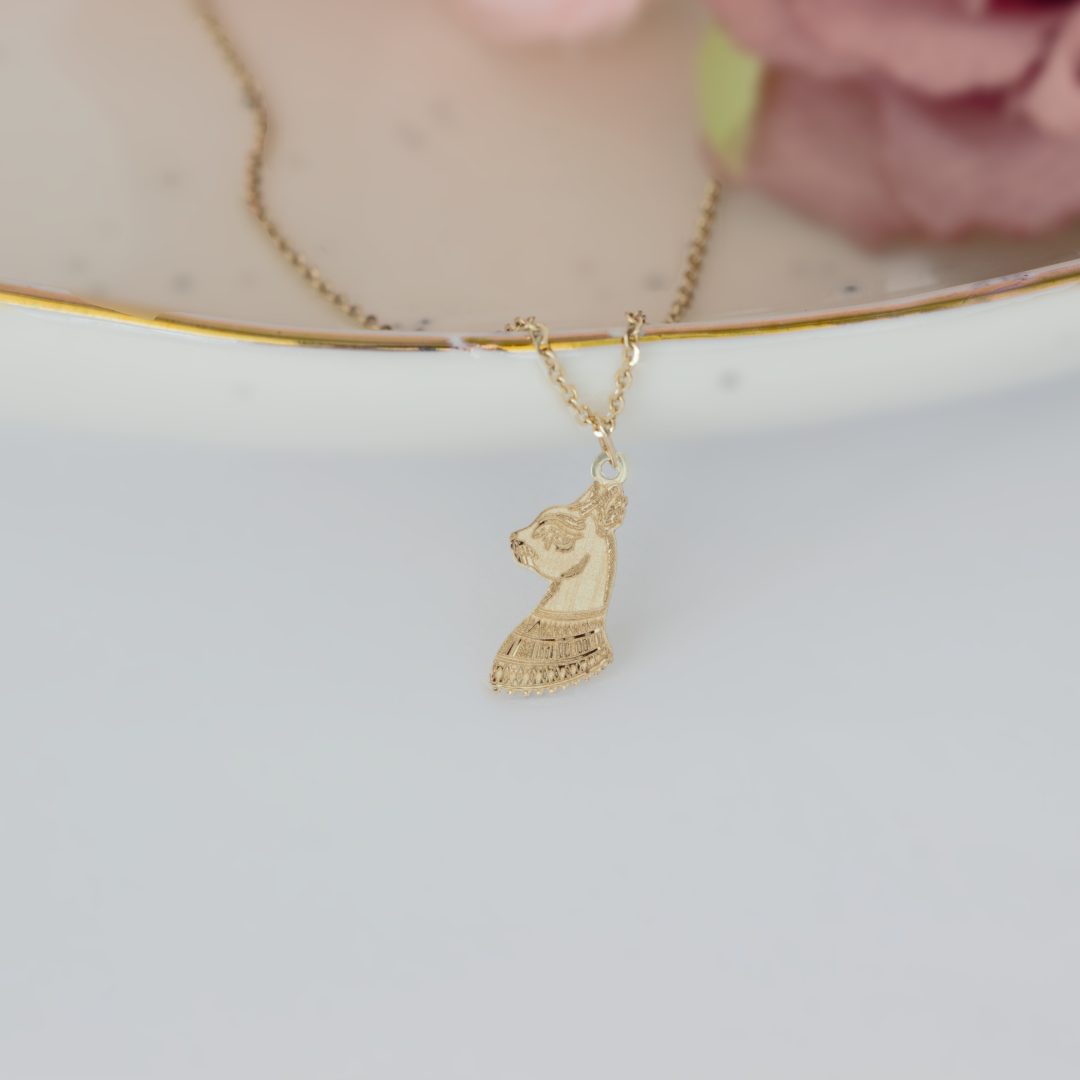 Lantisor cu pisica egipteana sfinx – aur galben alb sau roze 14K Rubinul - Image 3