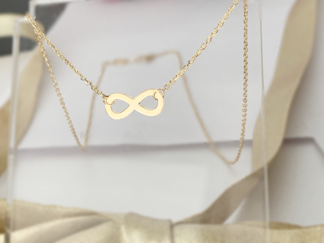 Lantisor din aur galben 14K cu model infinit – finisaj lucios Rubinul - Image 2