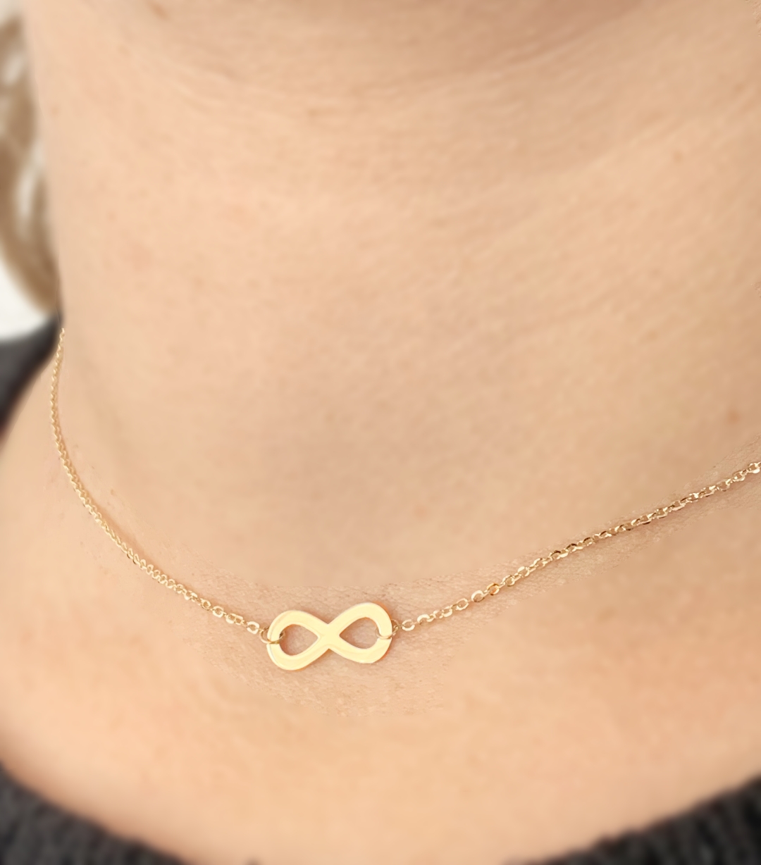 Lantisor din aur galben 14K cu model infinit – finisaj lucios Rubinul - Image 3