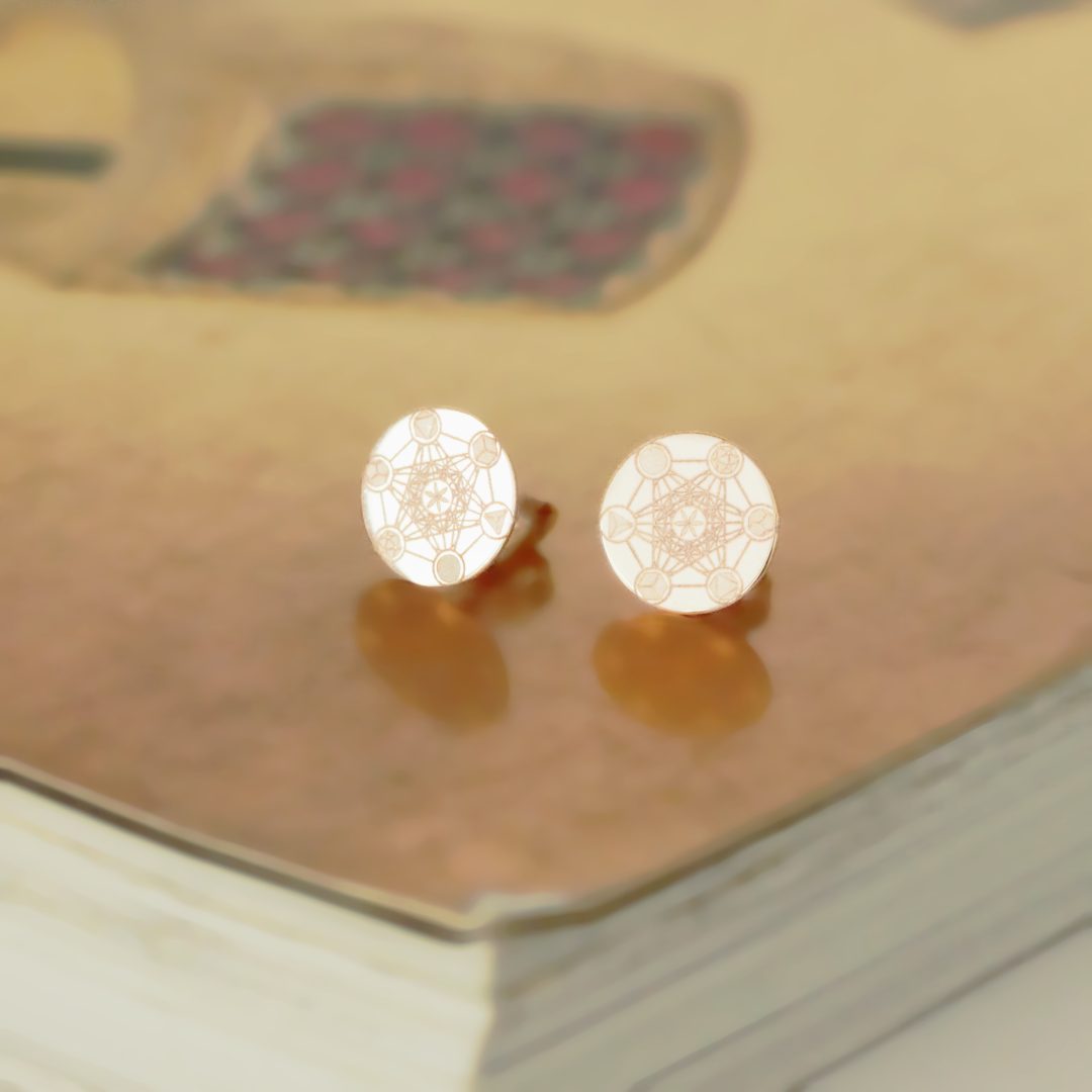 Cercei banut cu simbolul lui metatron – din aur 14k pentru dama Rubinul - Image 4