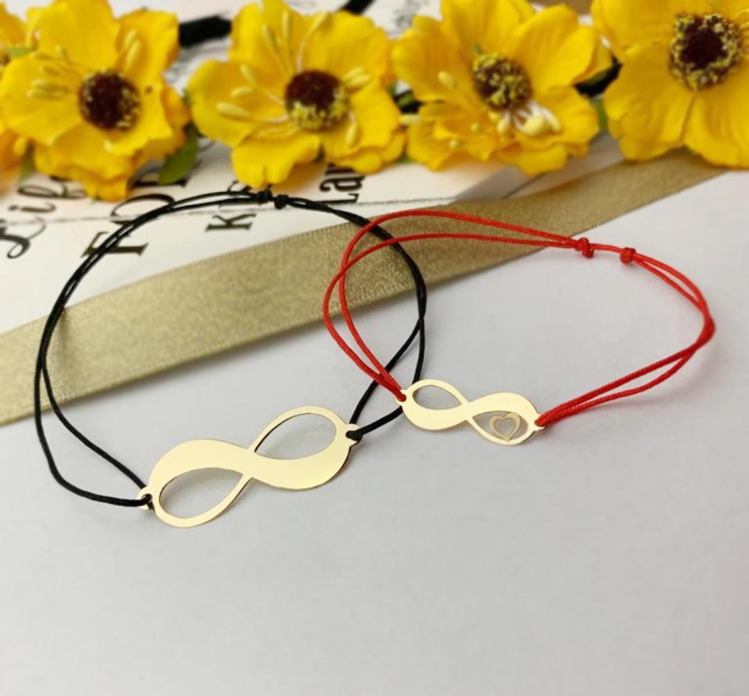 Set bratari cuplu cu infinit – din aur galben alb sau roze 14K Rubinul