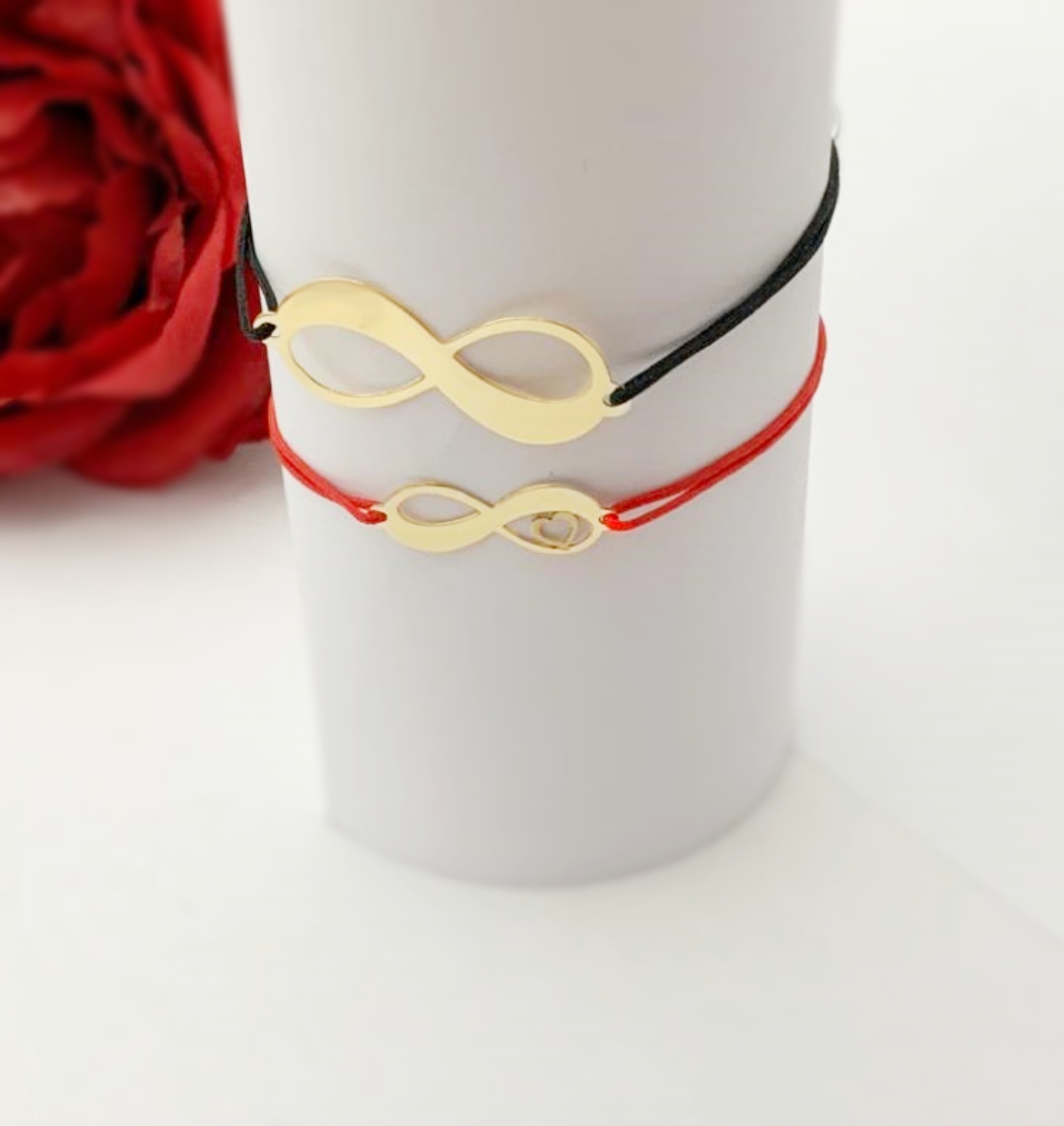 Set bratari cuplu cu infinit – din aur galben alb sau roze 14K Rubinul - Image 2