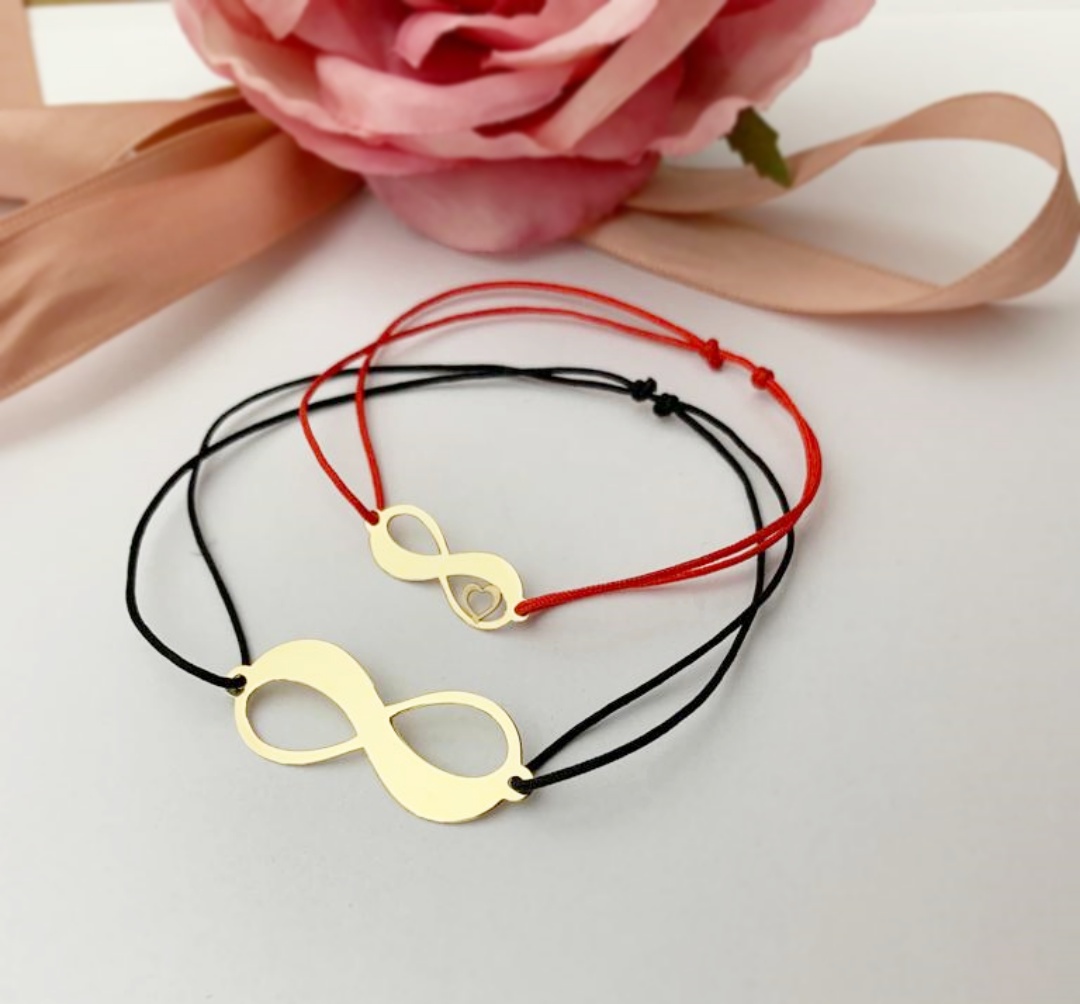 Set bratari cuplu cu infinit – din aur galben alb sau roze 14K Rubinul - Image 3