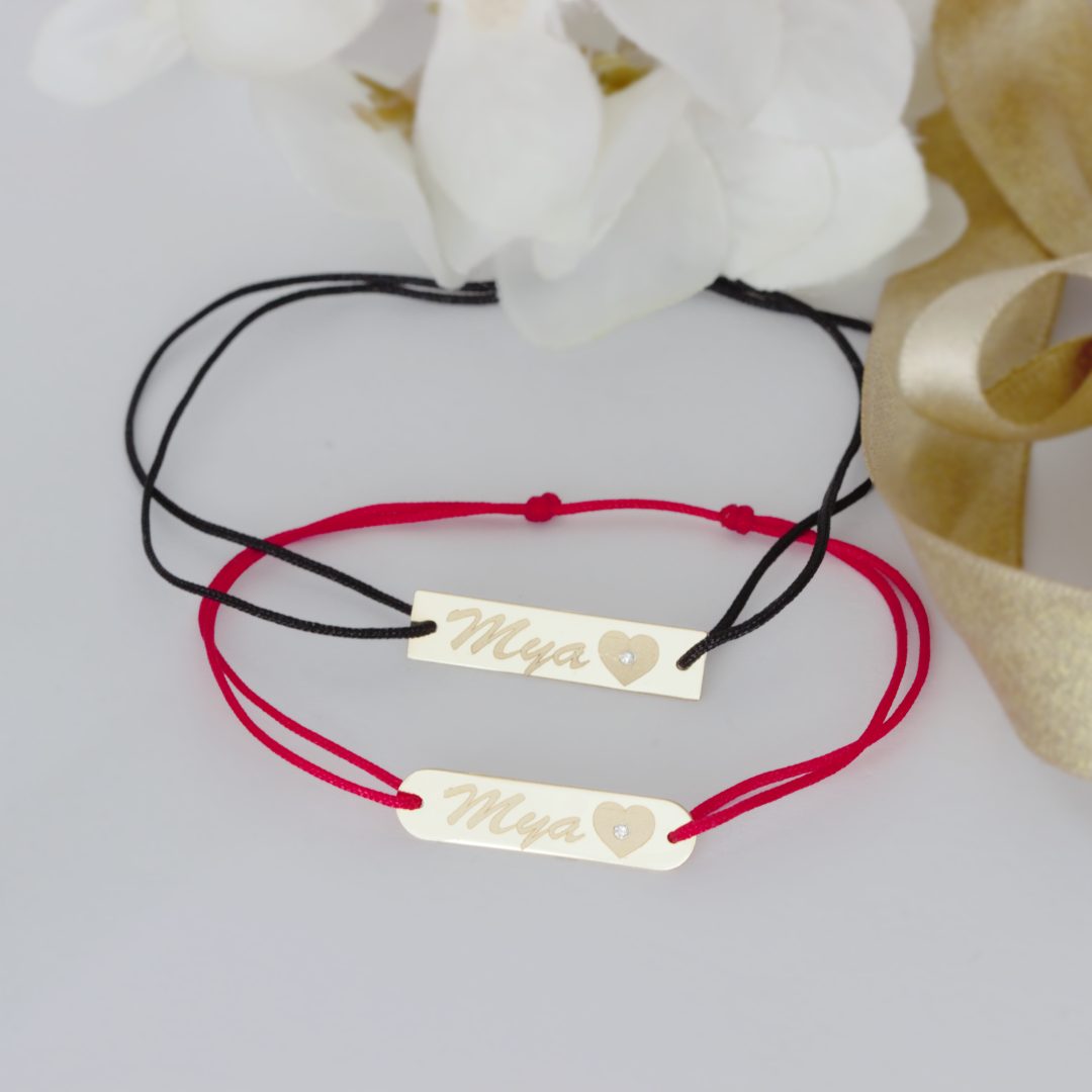 Set bratari cuplu cu placuta – din aur galben alb sau roze14K Rubinul - Image 2