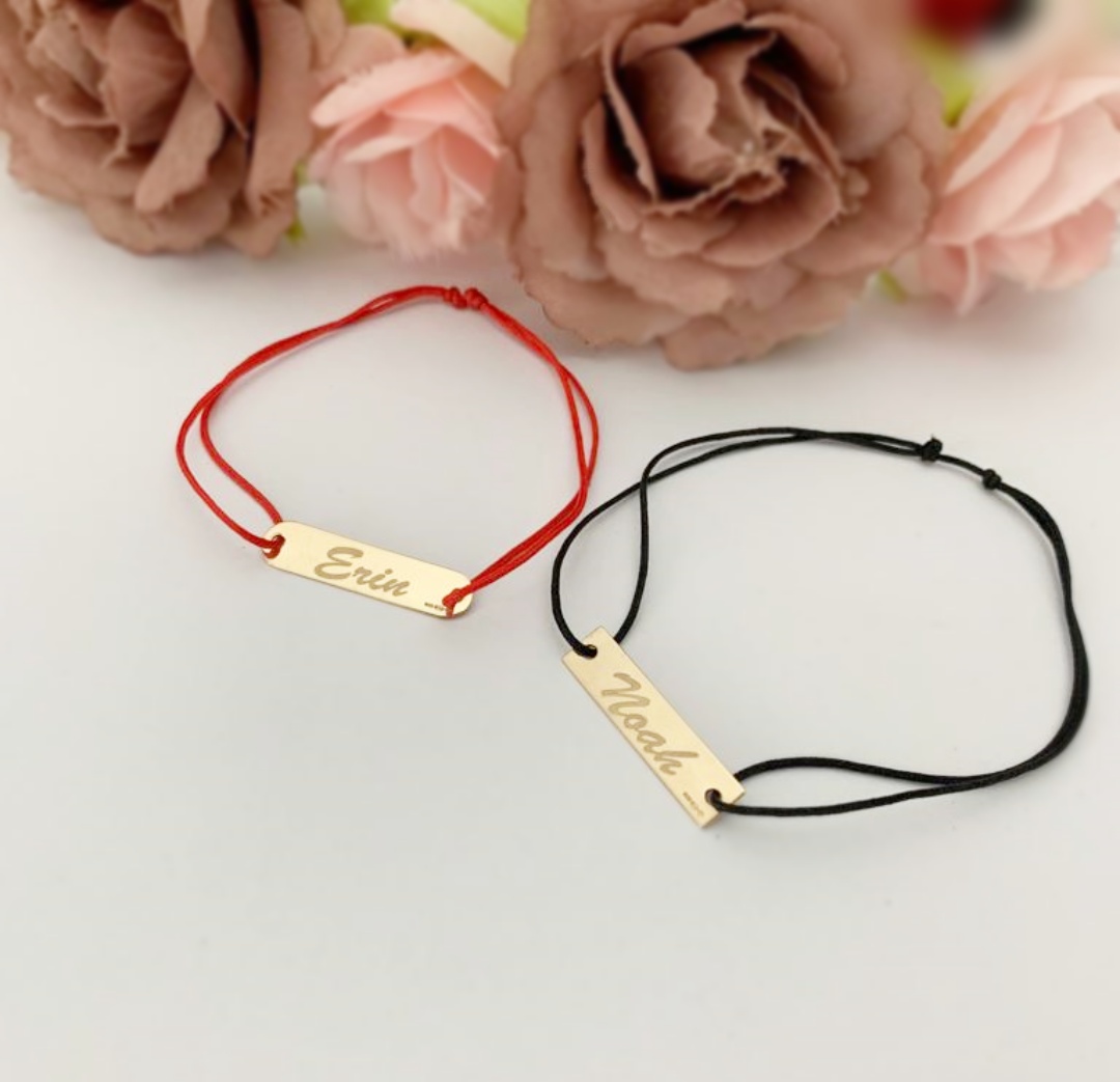 Set bratari cuplu cu placuta – din aur galben alb sau roze14K Rubinul - Image 3