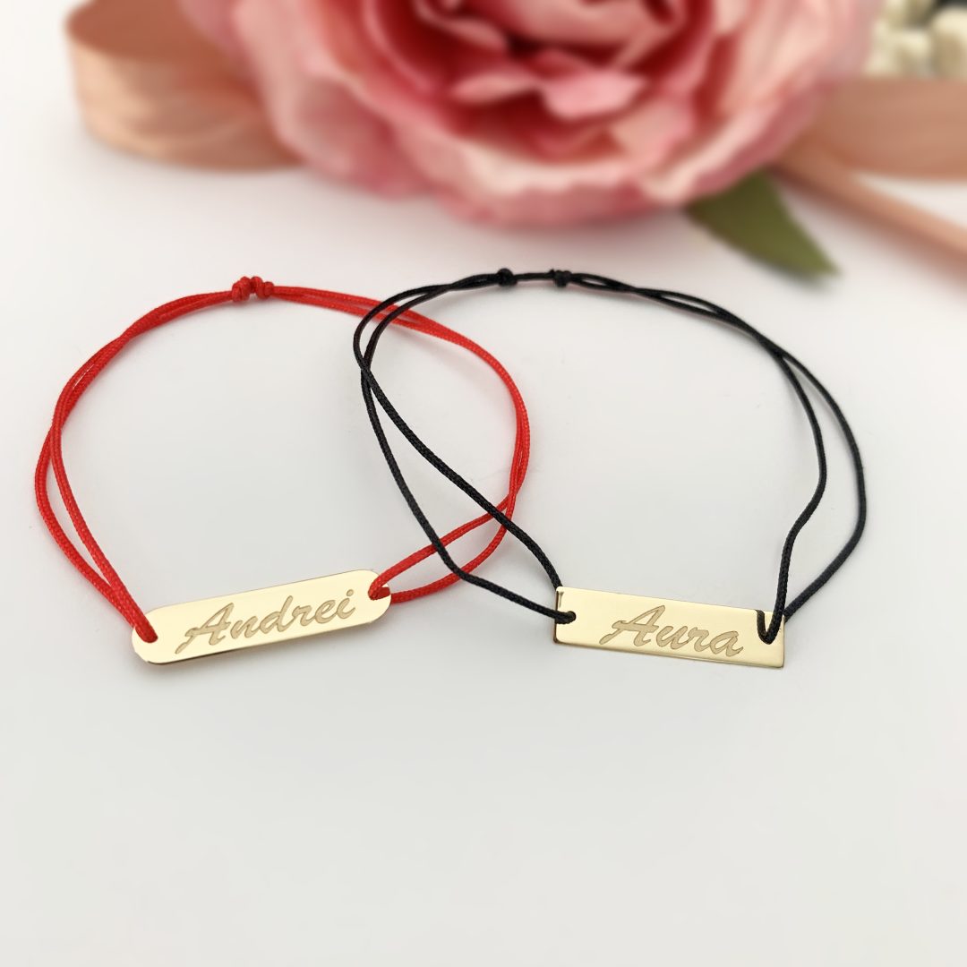 Set bratari cuplu cu placuta – din aur galben alb sau roze14K Rubinul - Image 7