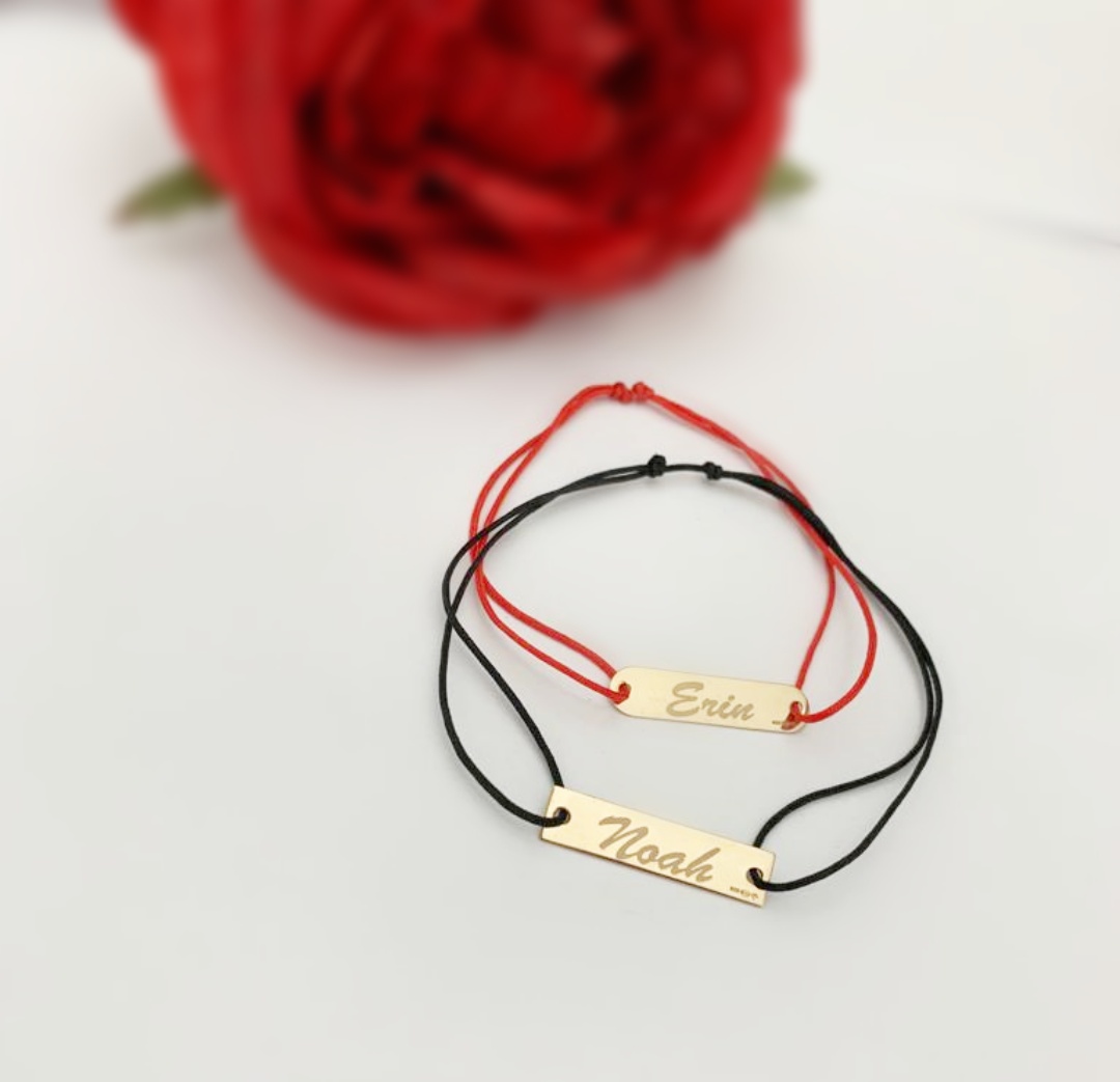 Set bratari cuplu cu placuta – din aur galben alb sau roze14K Rubinul - Image 8
