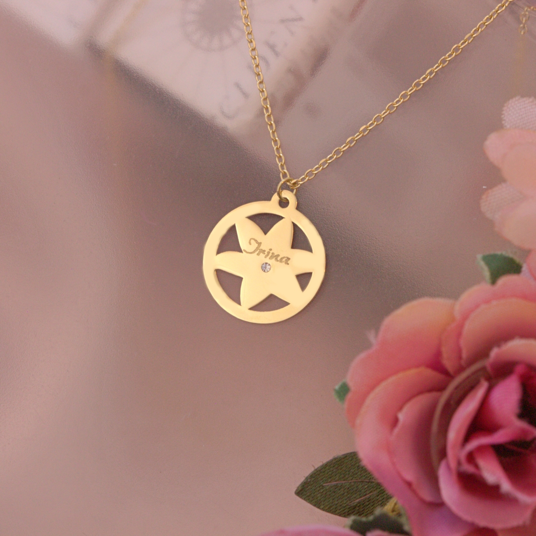 Lantisor cu floare – model crin – aur galben, alb sau roze 14k Rubinul - Image 5