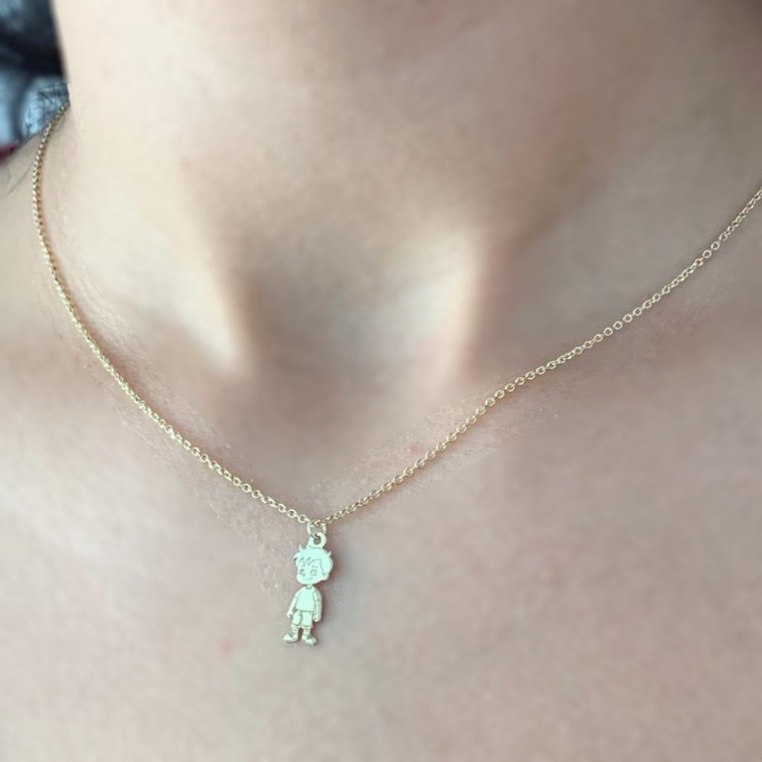 Lantisor cu baietel gravat aur galben, alb sau roze 14k Rubinul - Image 4
