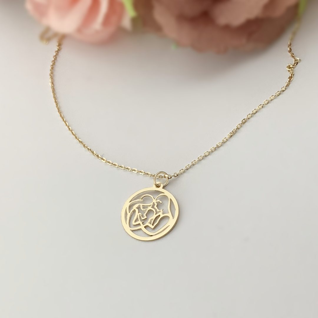 Lantisor familie mama, tata si bebe – aur galben, alb sau roze 14k Rubinul - Image 2