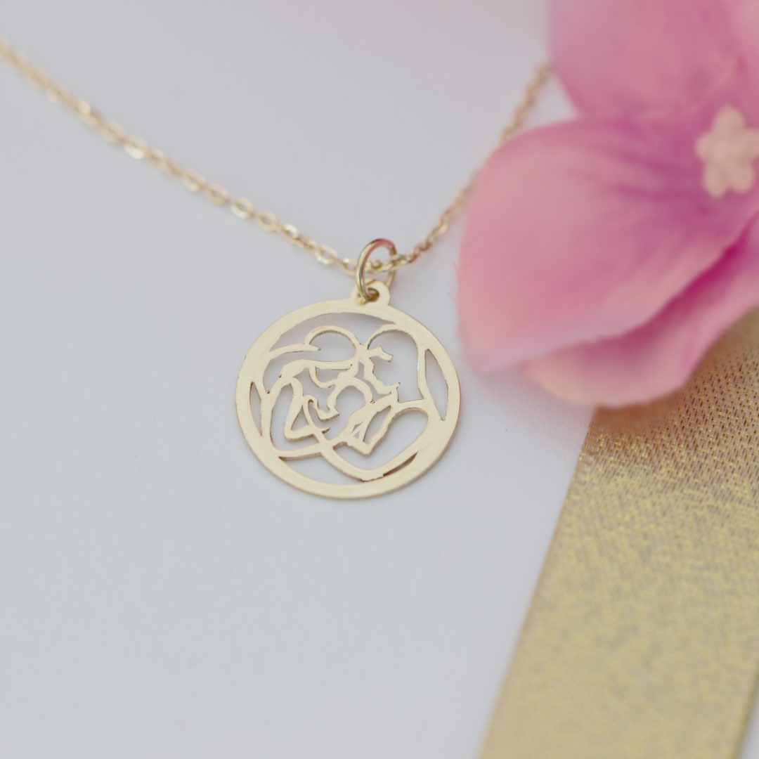 Lantisor familie mama, tata si bebe – aur galben, alb sau roze 14k Rubinul - Image 3
