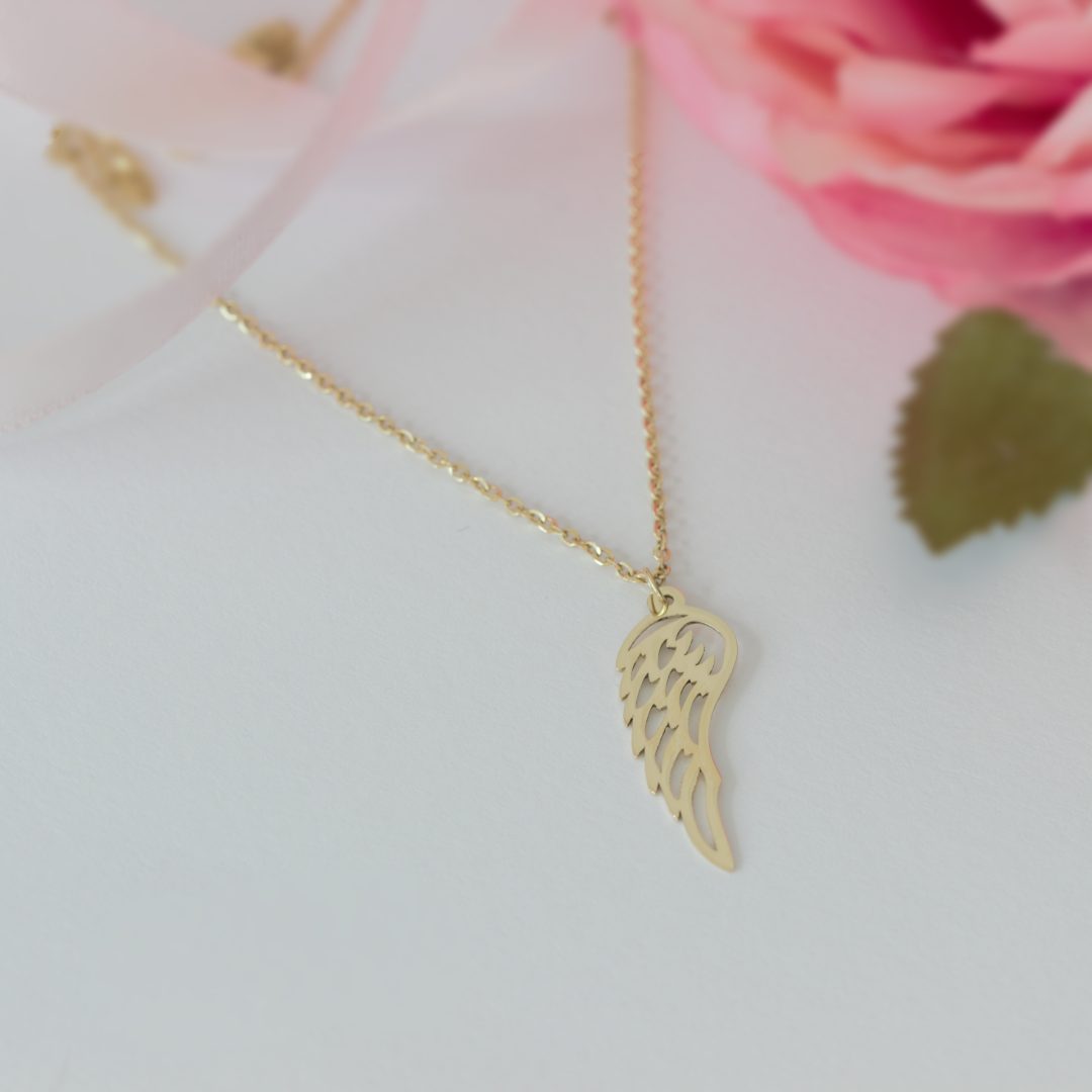 Lantisor cu model aripa de inger aur galben, alb sau roze 14K Rubinul - Image 2
