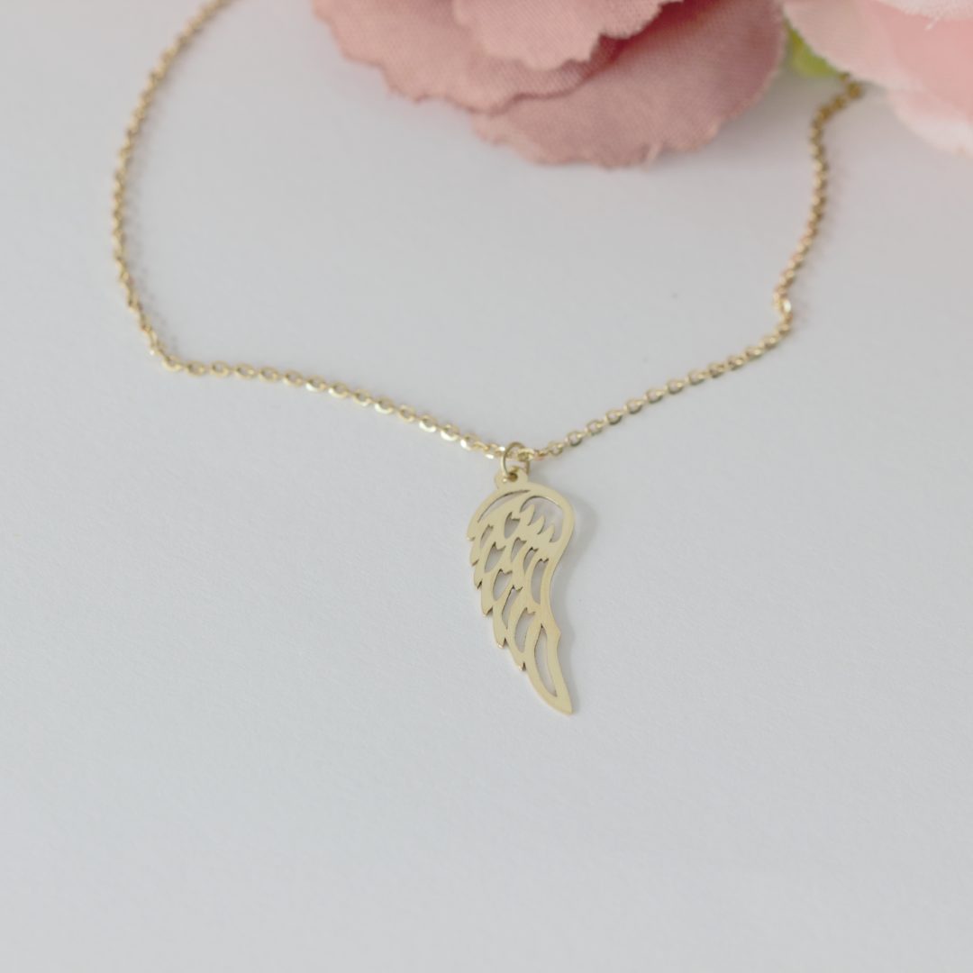 Lantisor cu model aripa de inger aur galben, alb sau roze 14K Rubinul - Image 3