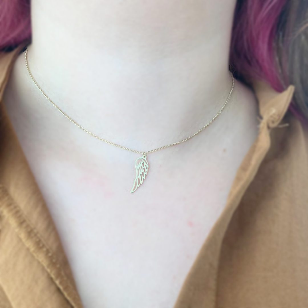Lantisor cu model aripa de inger aur galben, alb sau roze 14K Rubinul - Image 4