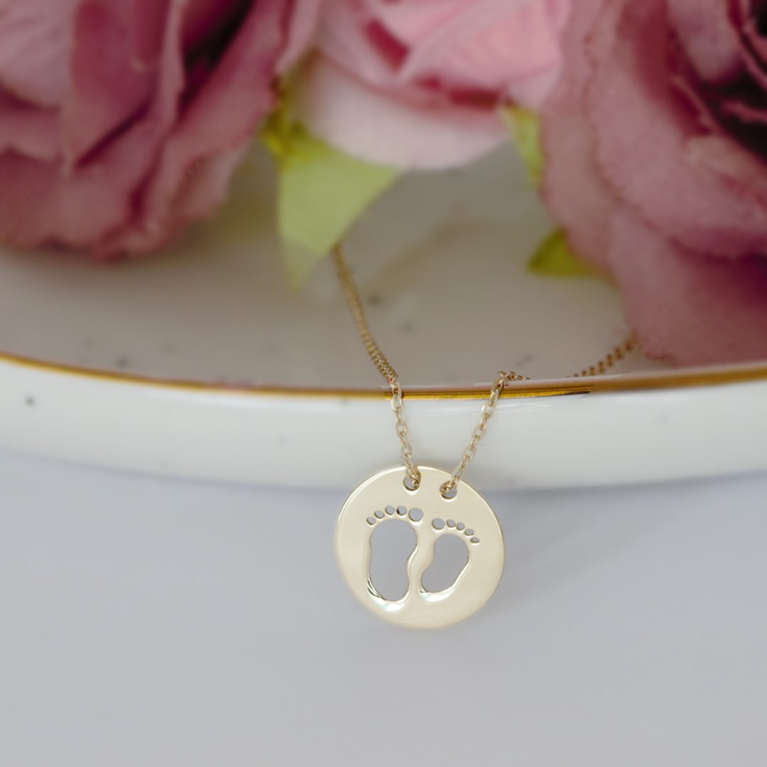 Lantisor cu banut model talpite decupate aur galben, alb sau roze 14K Rubinul - Image 3
