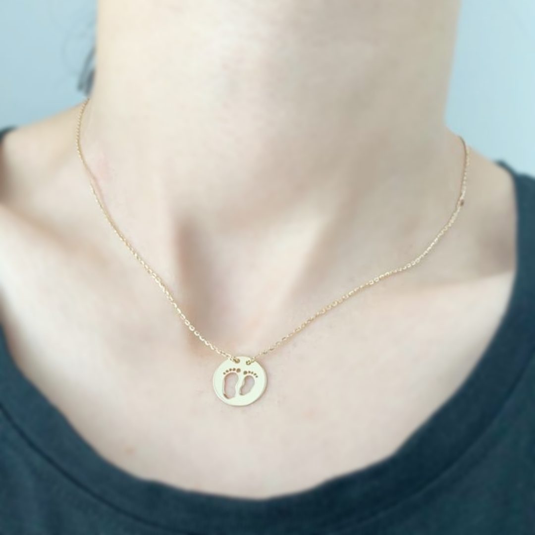 Lantisor cu banut model talpite decupate aur galben, alb sau roze 14K Rubinul - Image 4